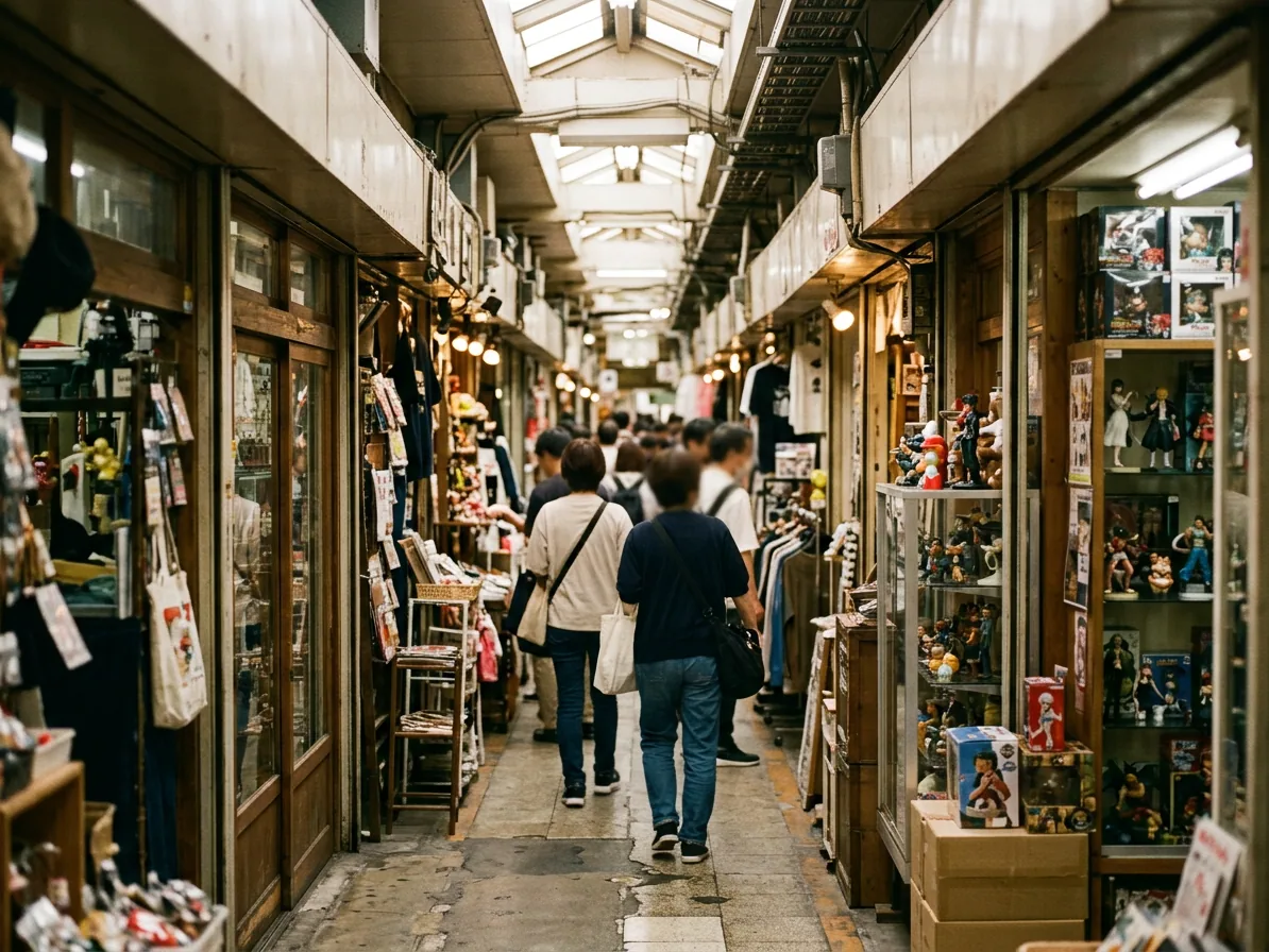 Nakano Broadway shopping arcade interior in Tokyo with narrow corridors of small shops