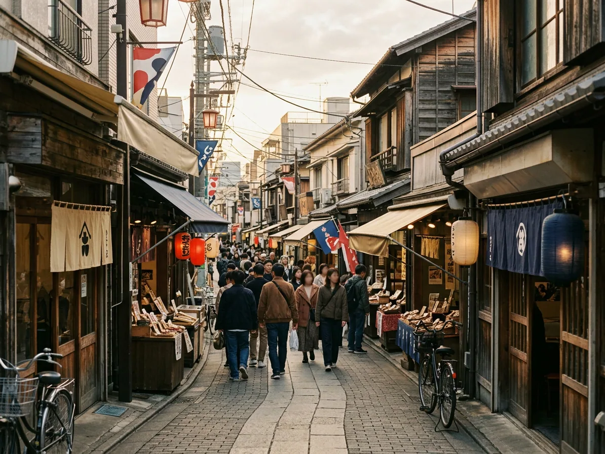Paper lanterns glowing above a narrow izakaya alley in Shinjuku at night